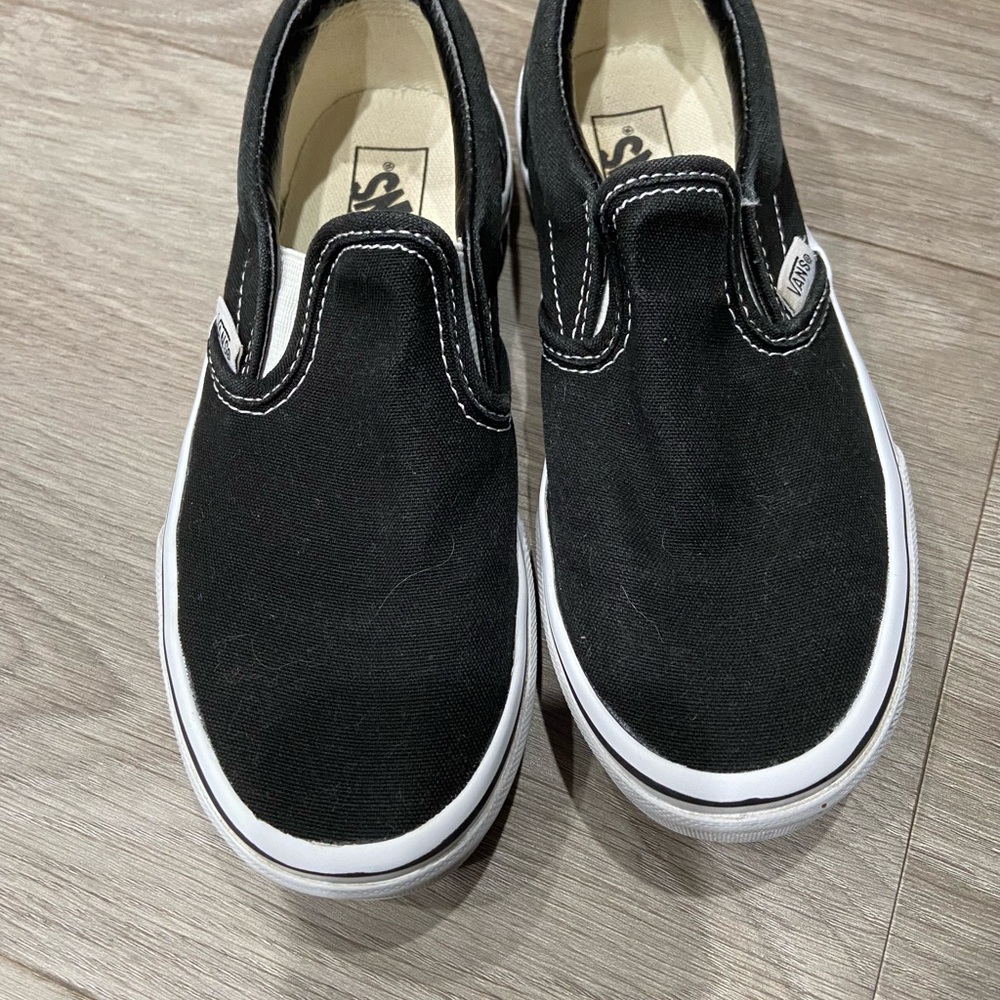 Vans Kids Black Canvas Slip-On Sneakers